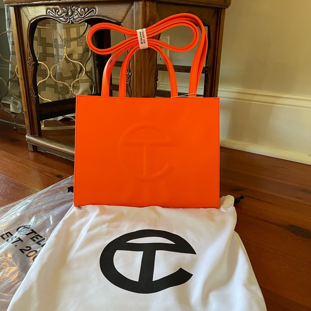 Brand New Telfar Medium Shopper in bright orange!